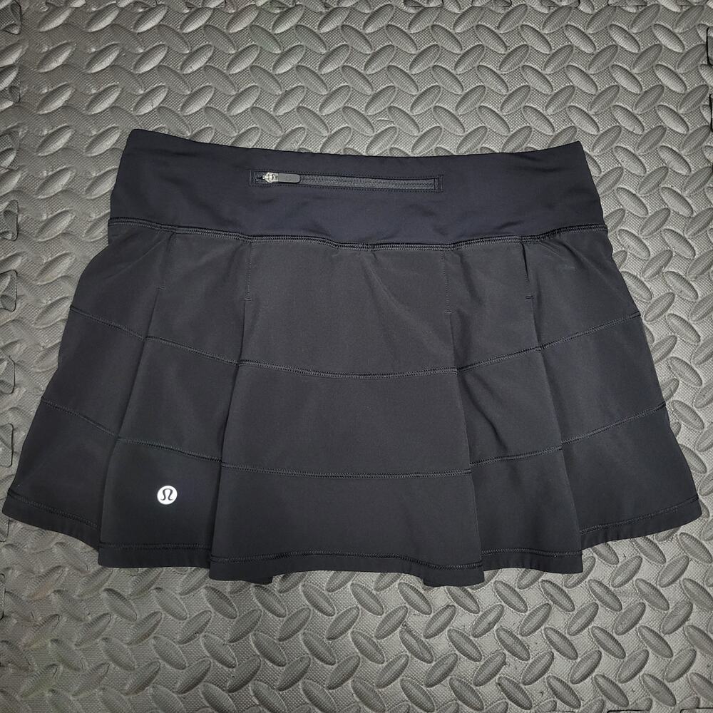 Lululemon Pace Rival Skirt Size 4 Black Pleated Tennis Running Skort Pocket